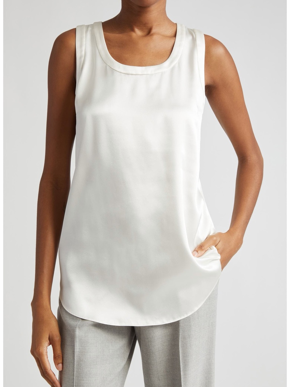 Lafayette 148 New York Women's White Perla Luxe Reversible Silk Top Sz M